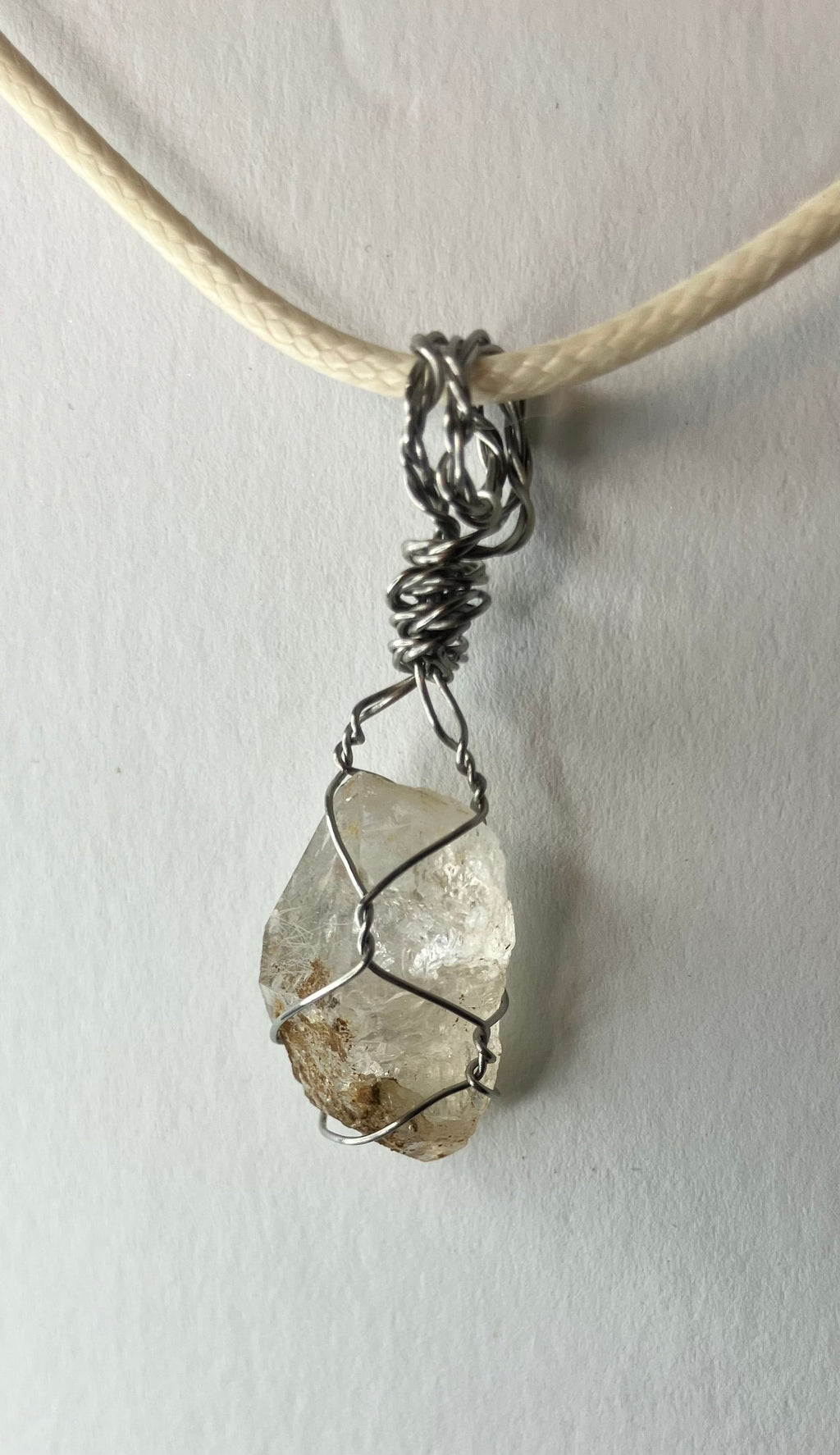 Wire Wrapped Stone and Crystal Necklaces, Stainless Steel
