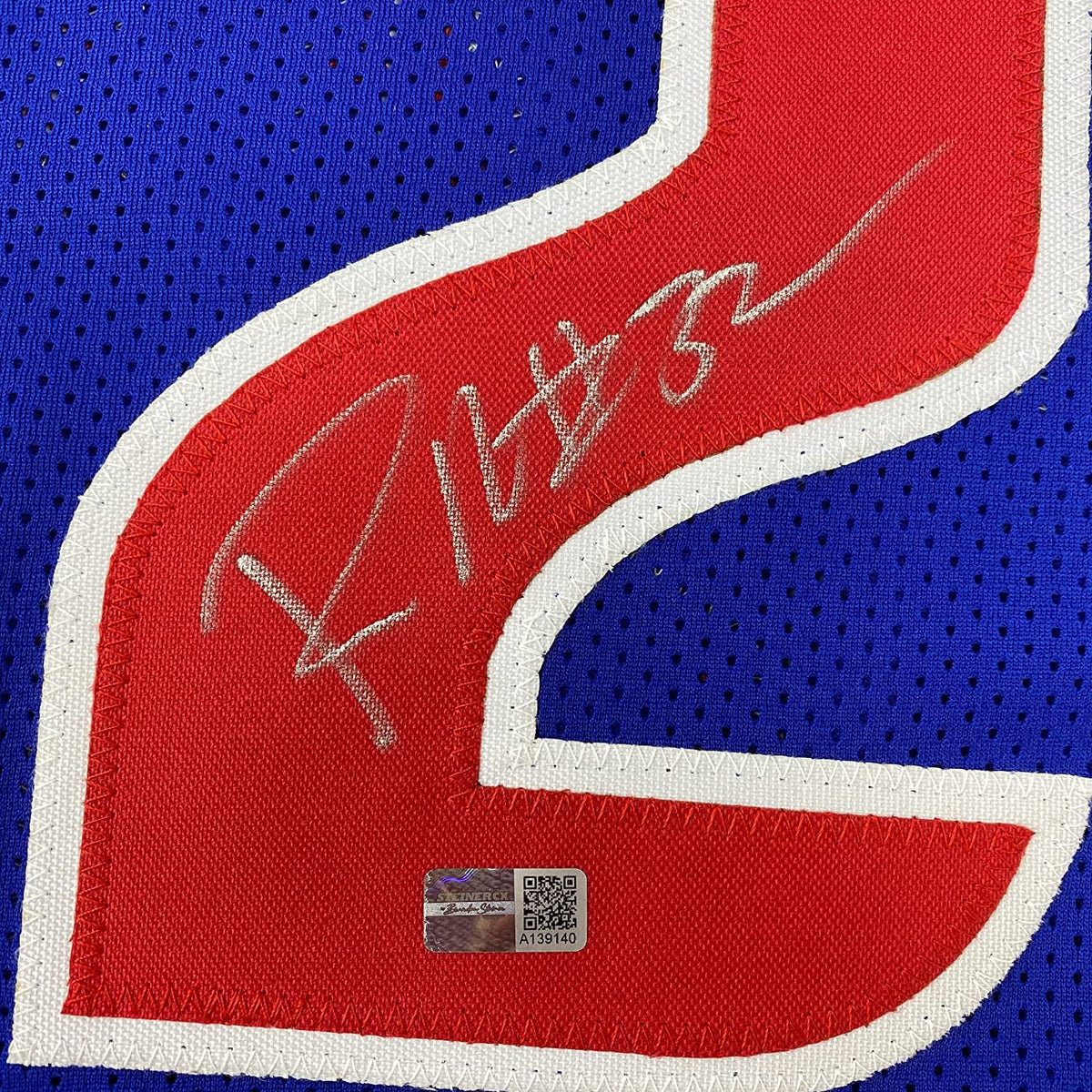 Framed Autographed/Signed Richard Rip Hamilton 35x39 Detroit Blue Basketball Jersey Steiner COA