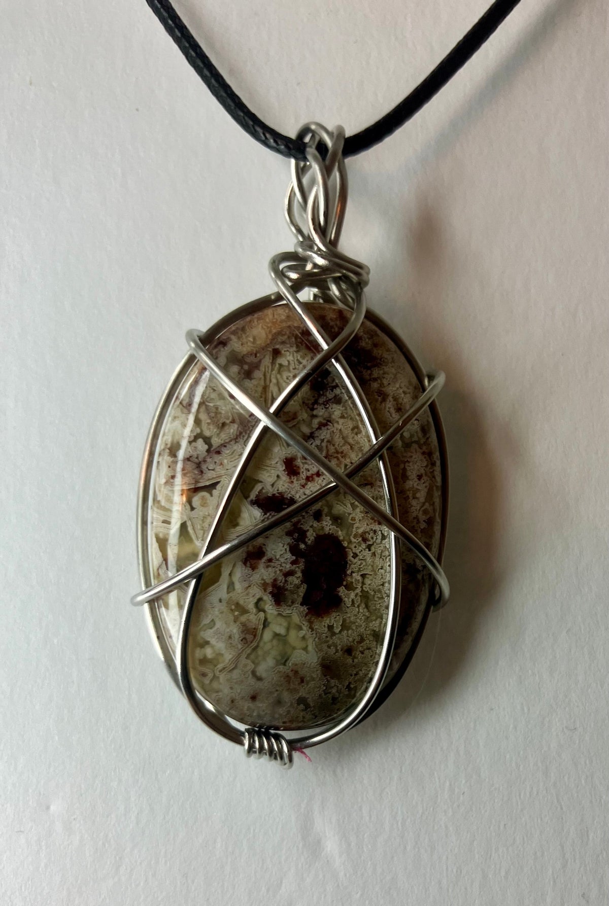 Wire Wrapped Stone and Crystal Necklaces, Stainless Steel