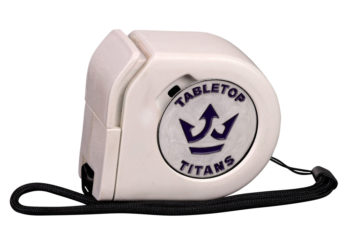 Tabletop Titans | White | Wargaming Tape Measure | Baron's Coin™ Compatible