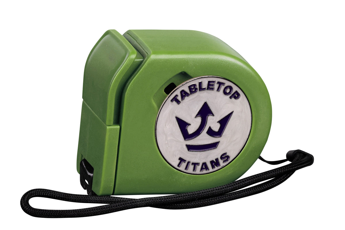Tabletop Titans | White | Wargaming Tape Measure | Baron's Coin™ Compatible