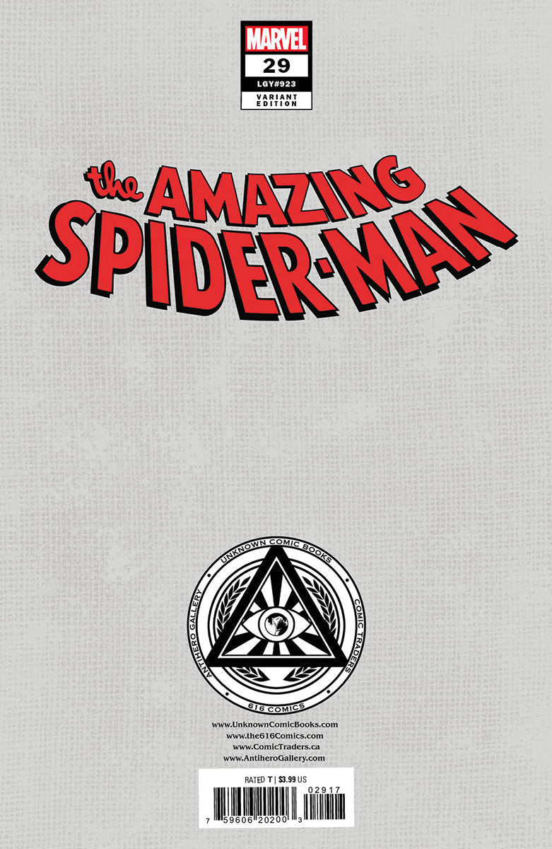 [Signed by Nathan Szerdy] AMAZING SPIDER-MAN #29 UNKNOWN COMICS NATHAN SZERDY EXCLUSIVE VIRGIN VAR [IN STOCK]