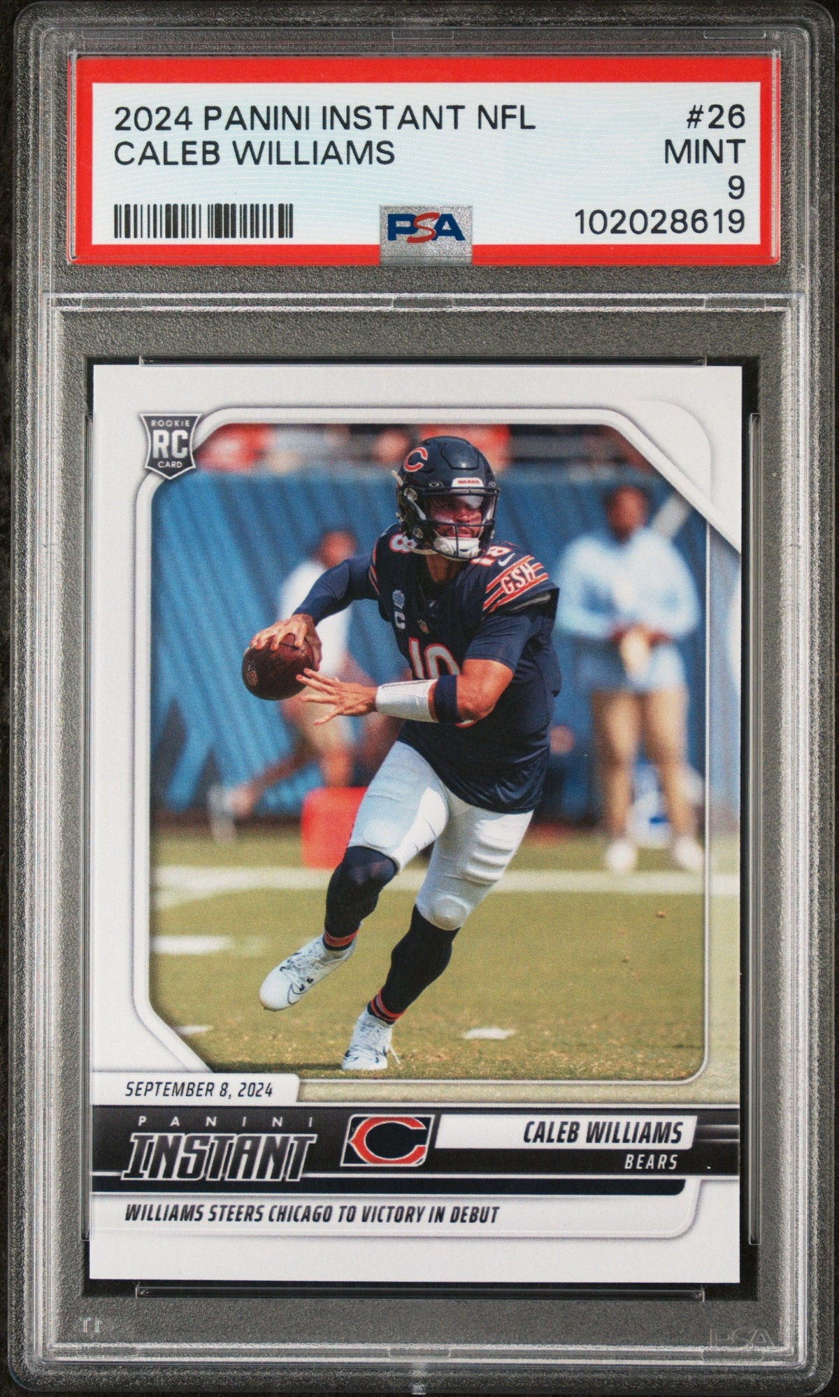 Graded 2024 Panini Instant NFL Caleb Williams #26 Rookie RC Football Card PSA 9 Mint