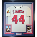 Framed Autographed/Signed Hank Henry Aaron 35x39 Atlanta Baseball Jersey Steiner COA