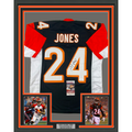 Framed Autographed/Signed Adam Pacman Jones 35x39 Cincinnati Black Football Jersey JSA COA
