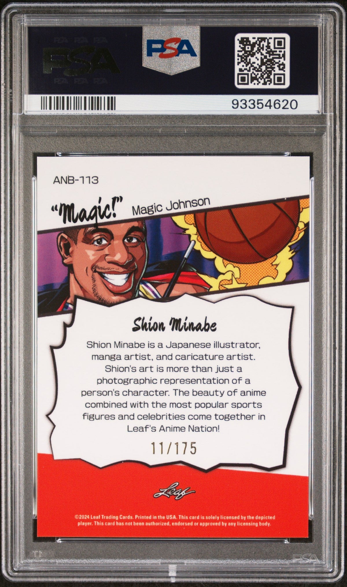 Graded 2024 Leaf Web Exclusives Magic Johnson #113 Anime Nation #/175 Basketball Card PSA 10 Gem Mint