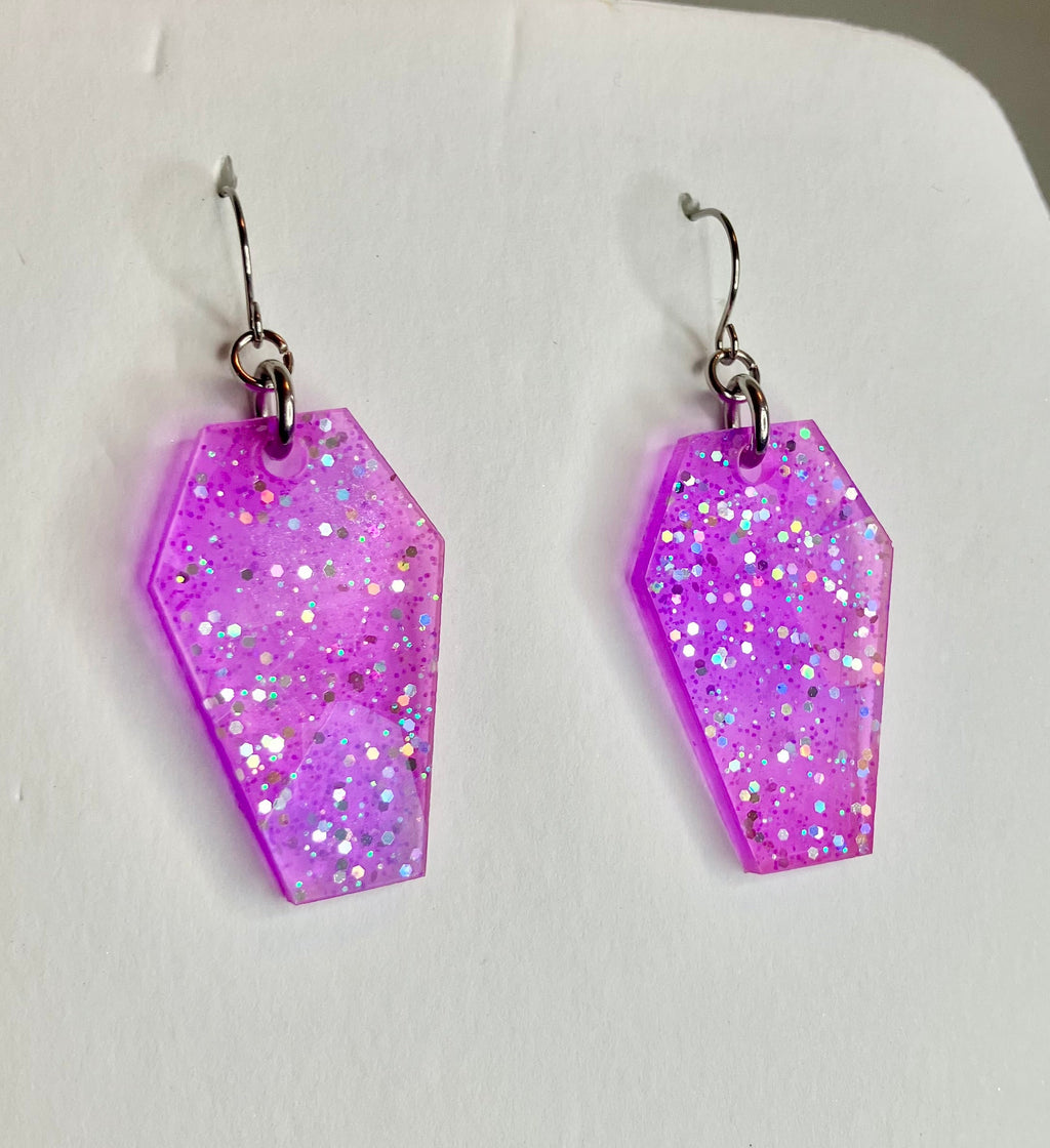 Holographic Coffin Resin Earrings