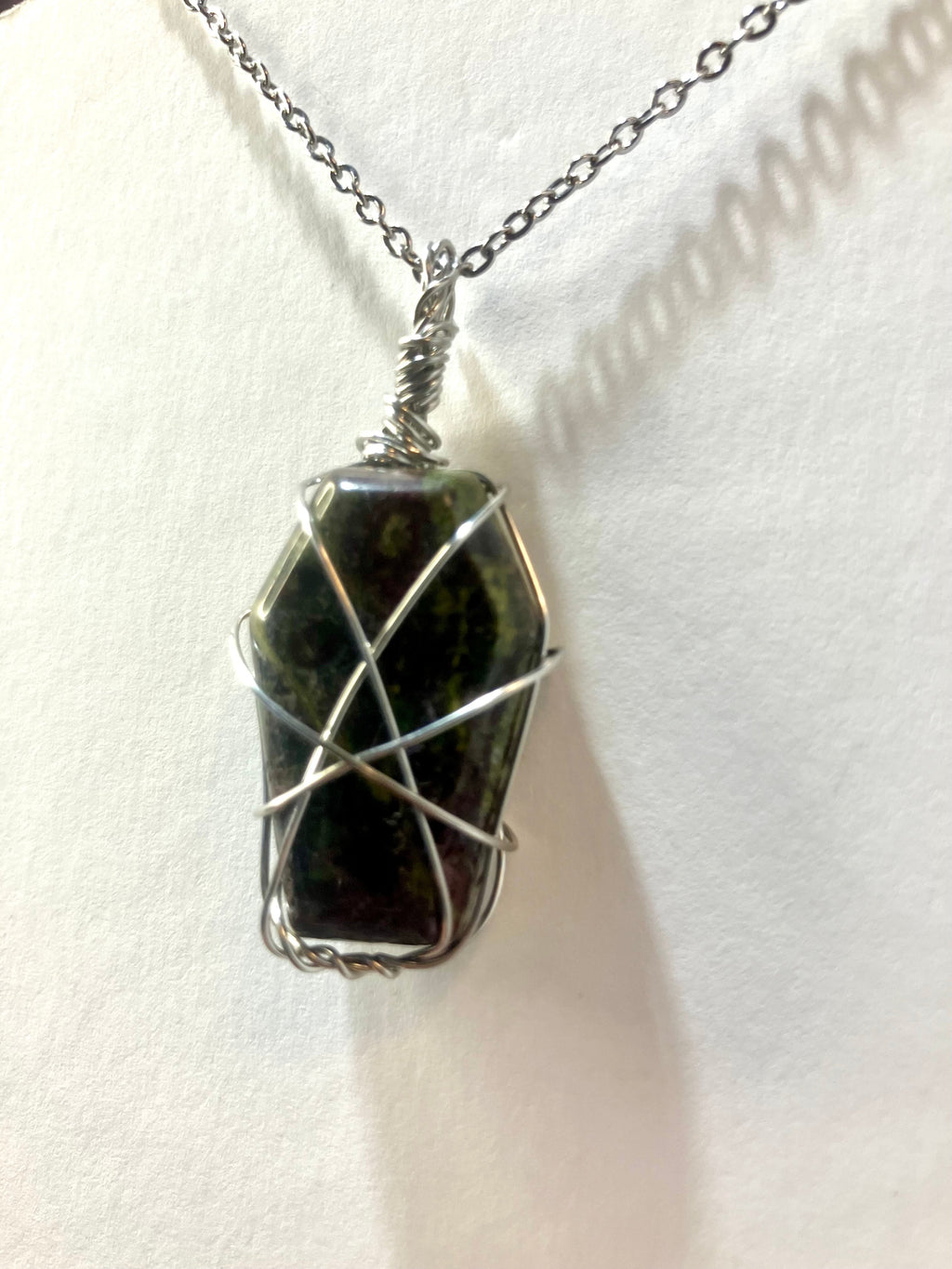 Wire Wrapped Stone and Crystal Necklaces, Stainless Steel