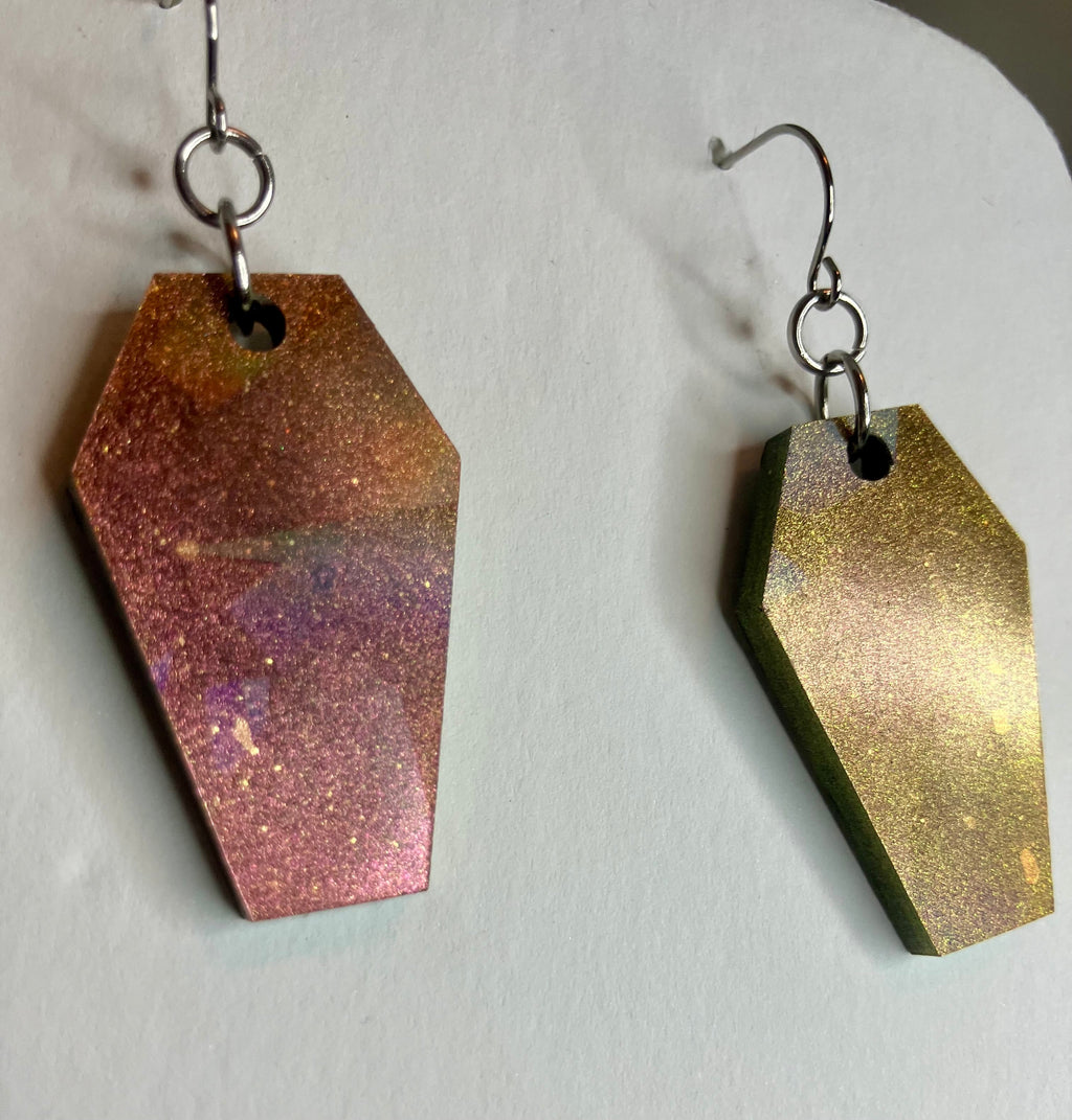 Holographic Coffin Resin Earrings