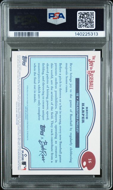 Graded 2025 Topps x Bob Ross Bryce Harper #16 Baseball Card PSA 10 Gem Mint