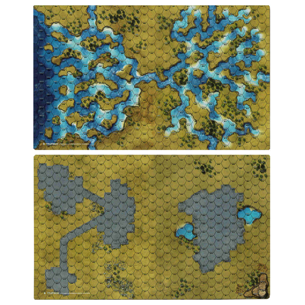 BattleTech: Battle Mat - Savannah River Delta/City Ruins