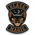 Black Magic Cat Halloween Biker Patch: Iron-on