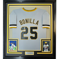 Framed Autographed/Signed Bobby Bonilla 35x39 Pittsburgh Grey Baseball Jersey JSA COA
