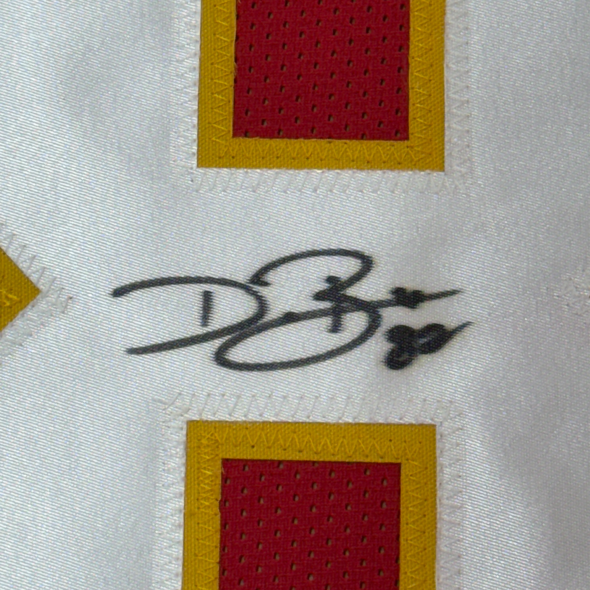 Framed Autographed/Signed Dwayne Bowe 35x39 Kansas City Red Football Jersey JSA COA