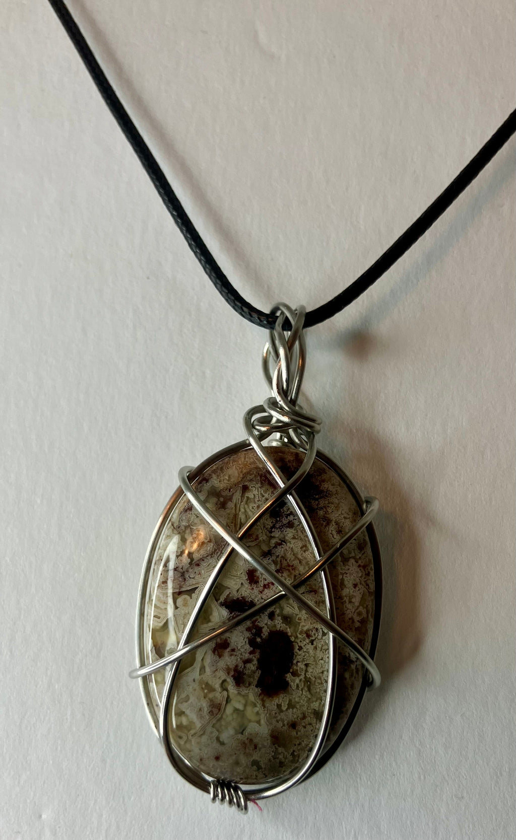 Wire Wrapped Stone and Crystal Necklaces, Stainless Steel