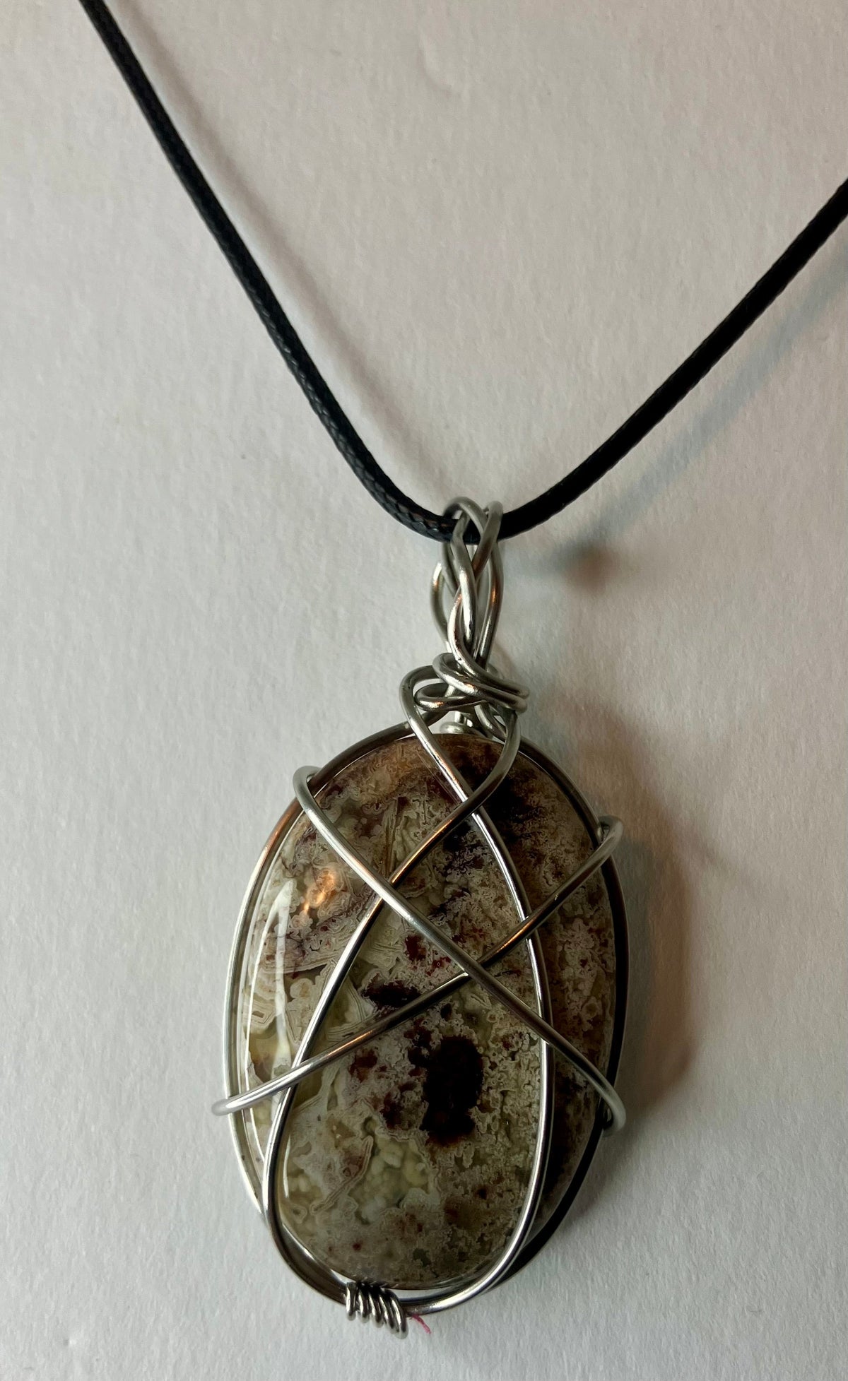 Wire Wrapped Stone and Crystal Necklaces, Stainless Steel