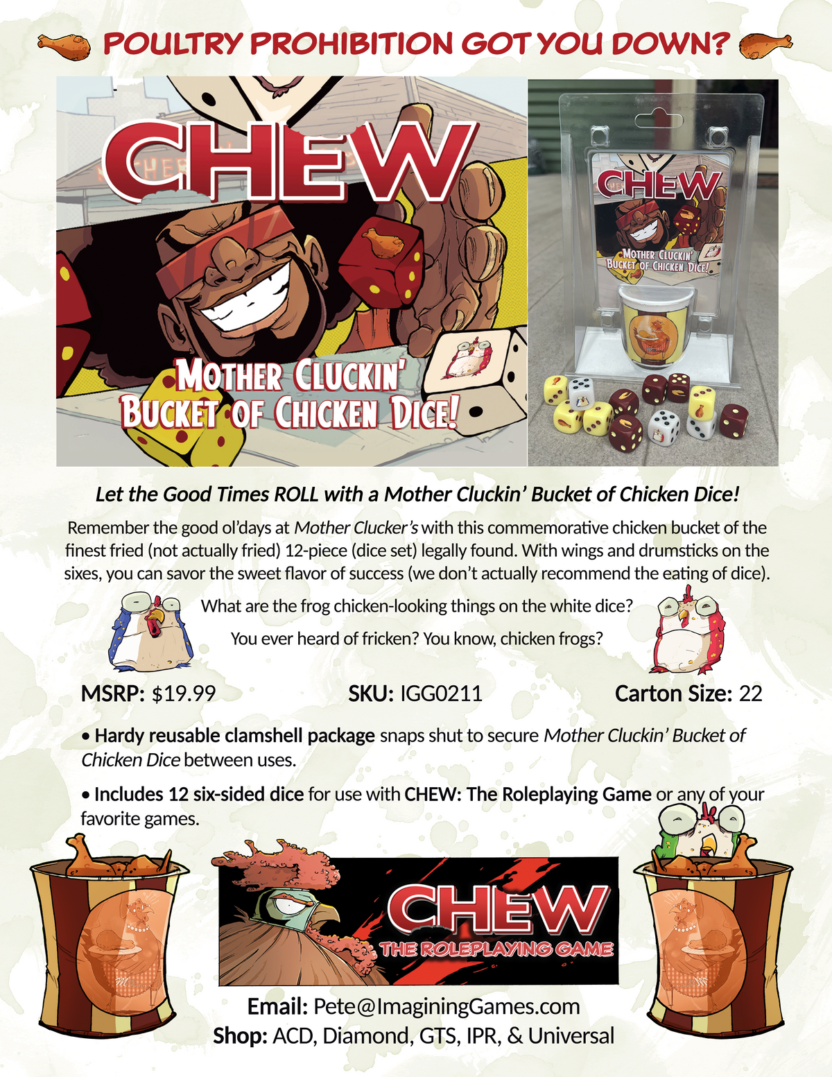 CHEW: Mother Cluckin' Bucket of Chicken Dice (RPG Supplement)