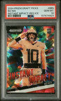 Graded 2024 Panini Prizm Draft Picks Bo Nix #IIBN Instant Impact Red Ice Rookie RC Football Card PSA 10 Gem Mint