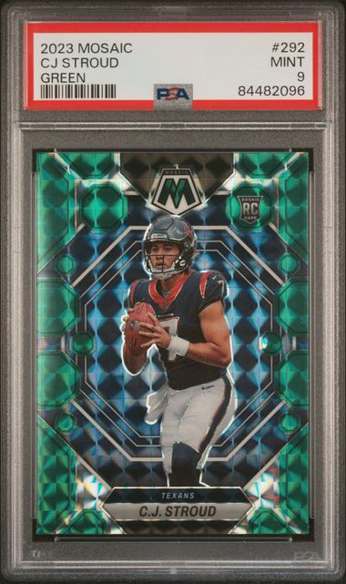 Graded 2023 Panini Mosaic CJ Stroud #292 Green Rookie RC Football Card PSA 9 Mint