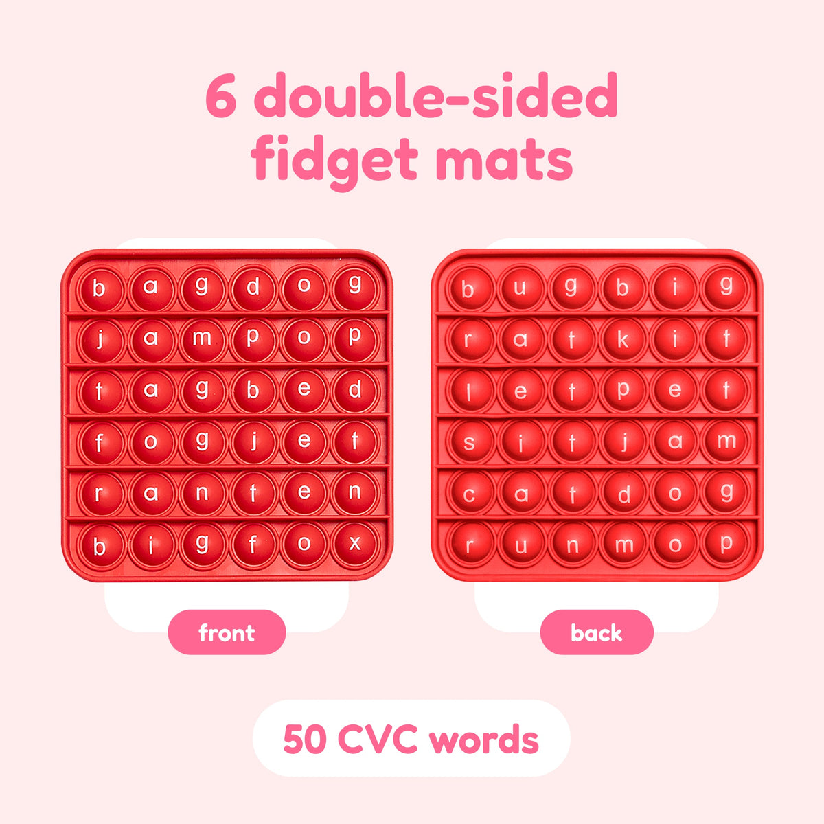 6 Extra CVC Fidget Mats (Word Pop)