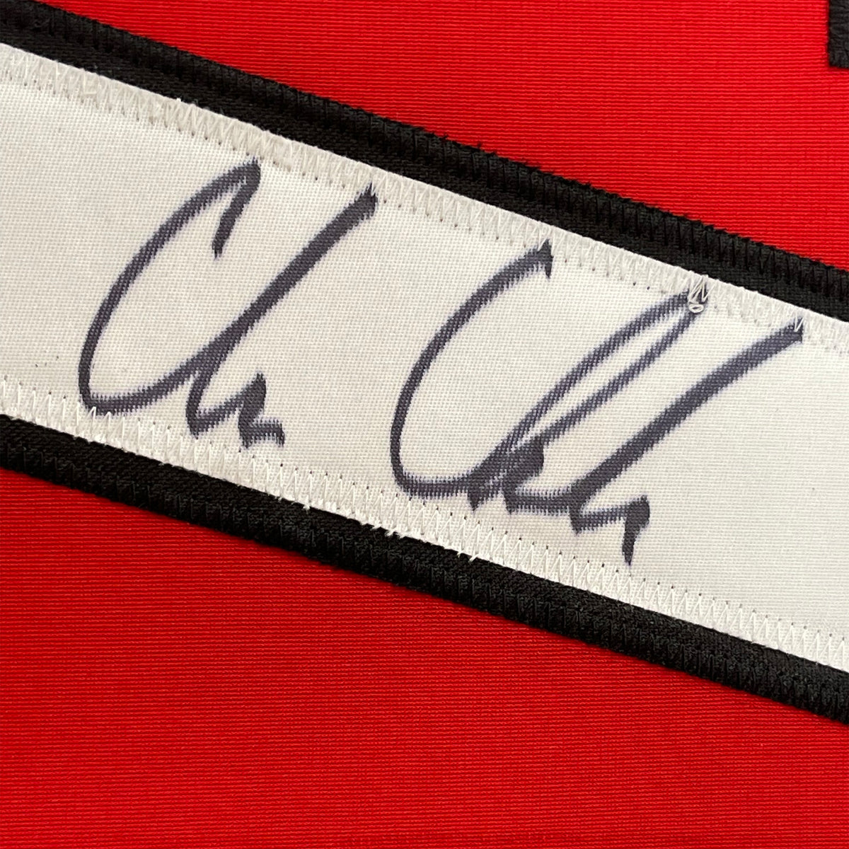 Framed Autographed/Signed Chris Chelios 35x39 Chicago Red Hockey Jersey JSA COA