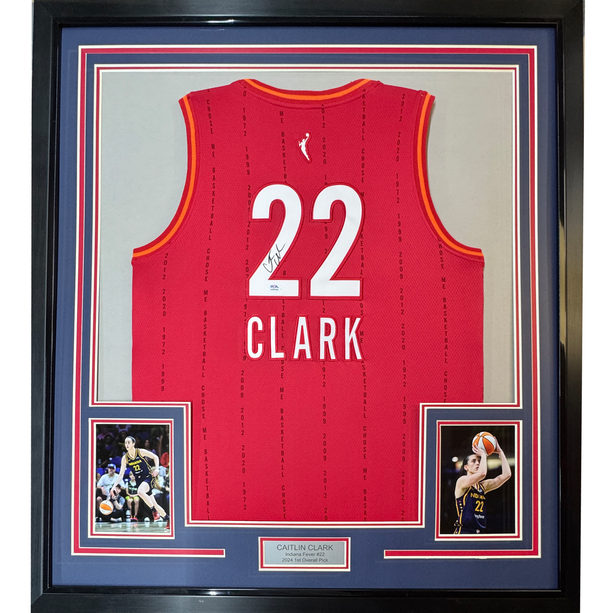 Framed Autographed/Signed Caitlin Clark 35x39 Indiana Red Basketball Jersey PSA COA