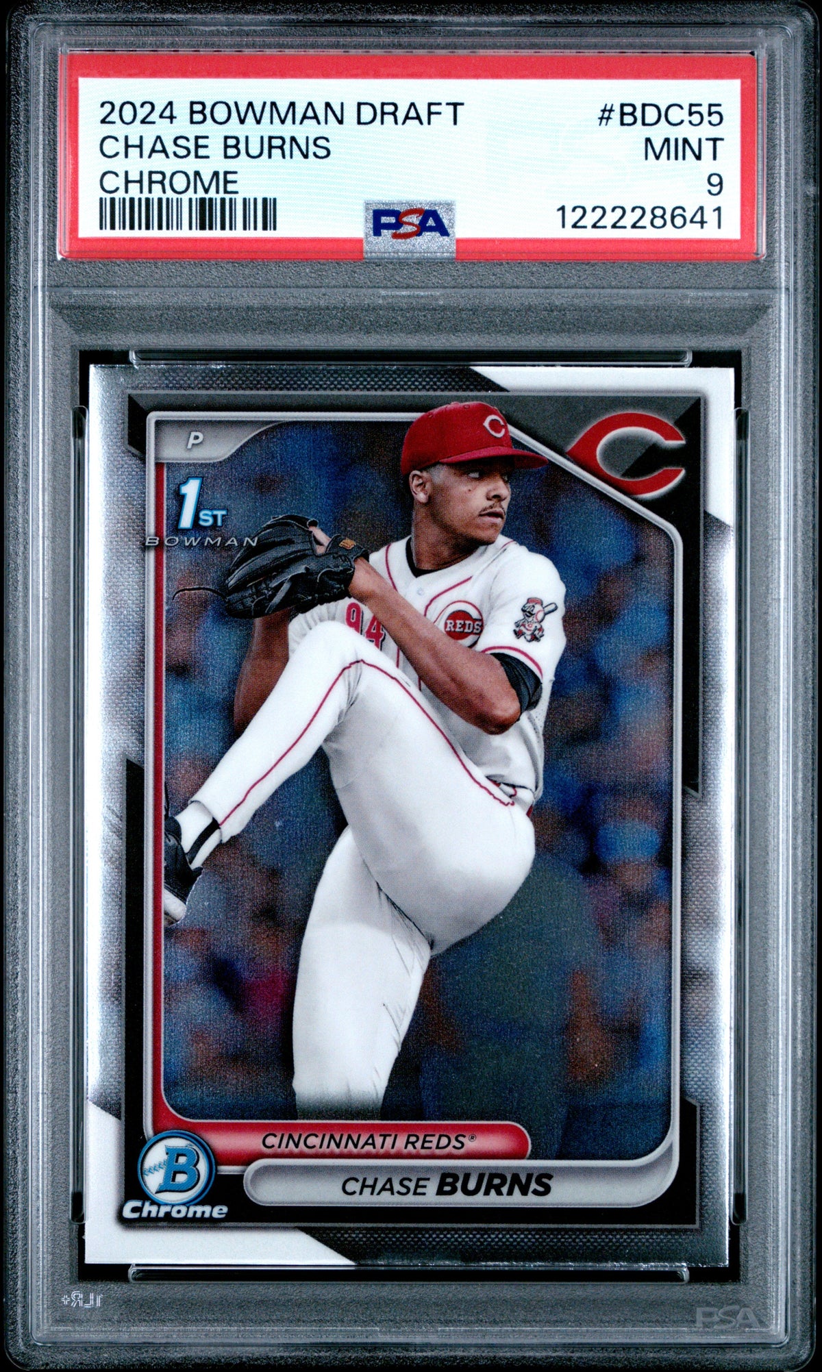 Graded 2024 Topps Bowman Draft Chase Burns #BDC55 Chrome Rookie RC Baseball Card PSA 9 Mint