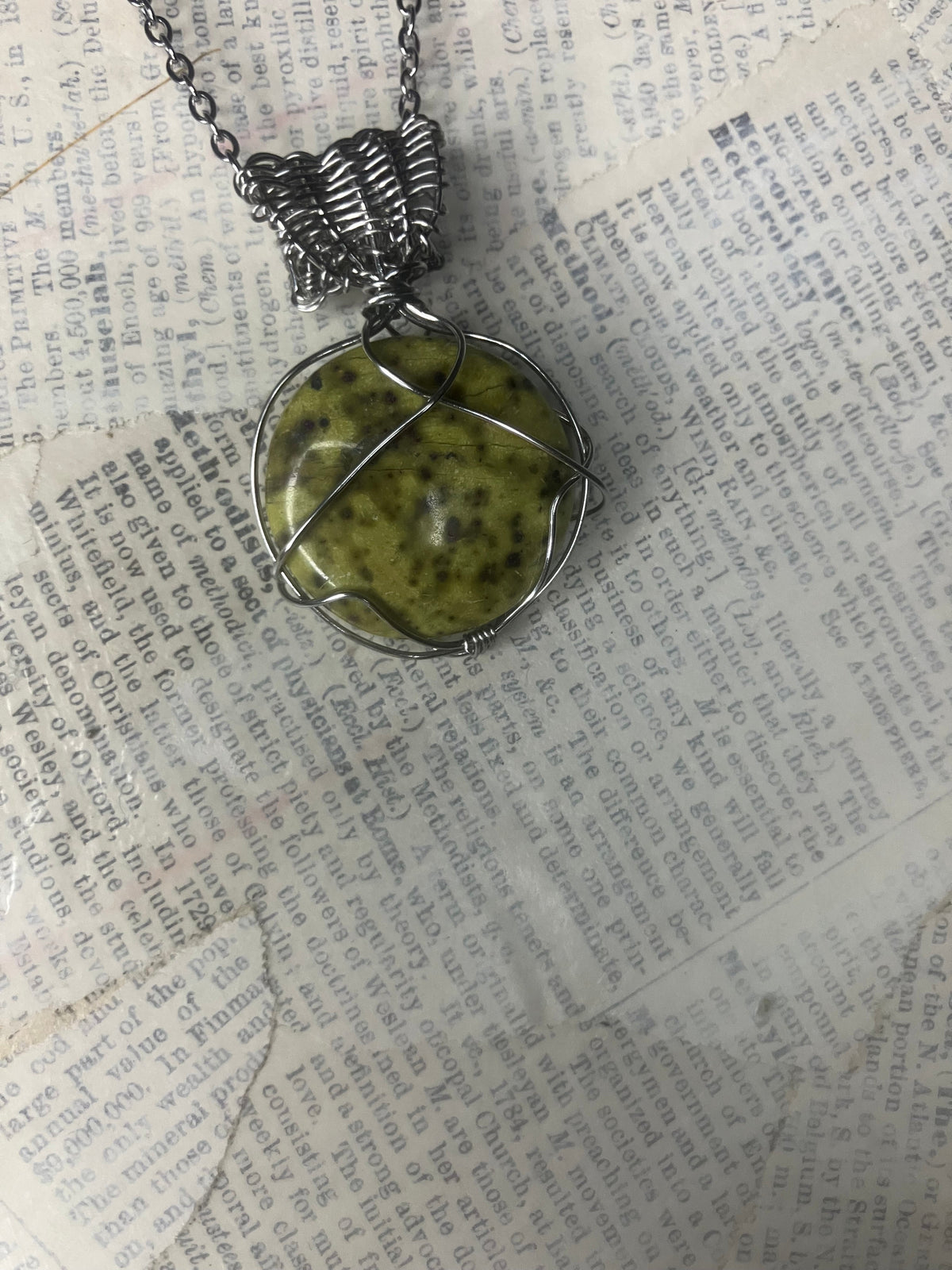 Wire Wrapped Stone and Crystal Necklaces, Stainless Steel