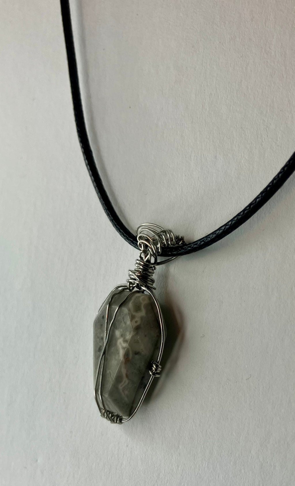 Wire Wrapped Stone and Crystal Necklaces, Stainless Steel