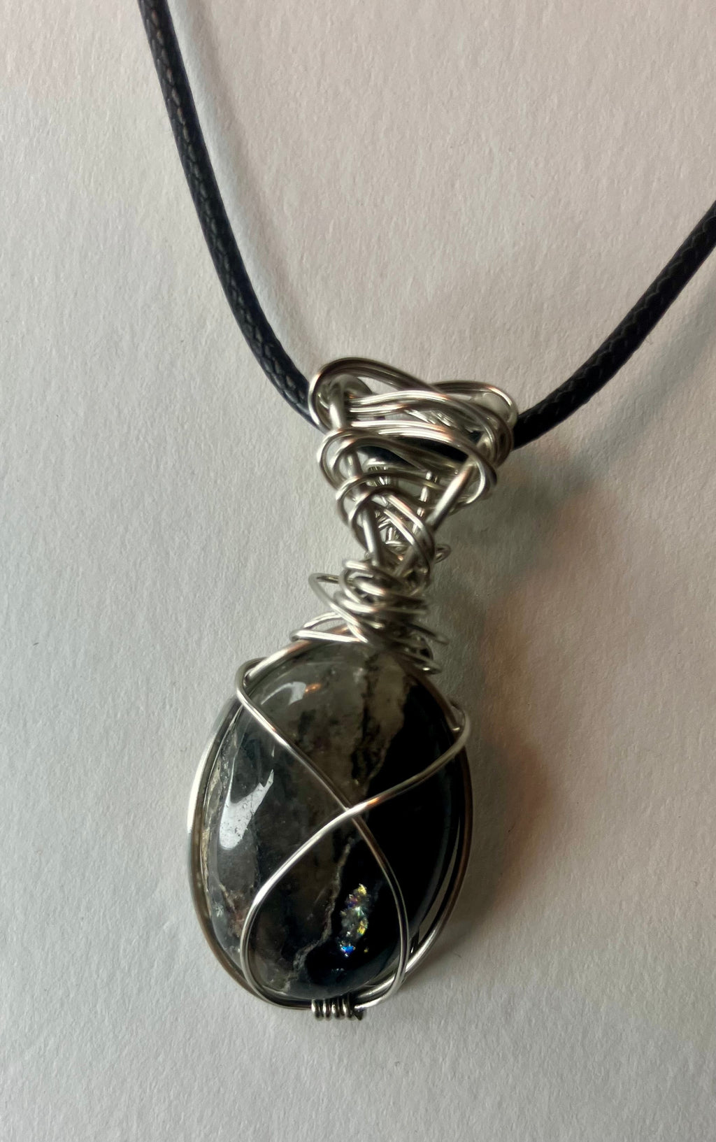 Wire Wrapped Stone and Crystal Necklaces, Stainless Steel