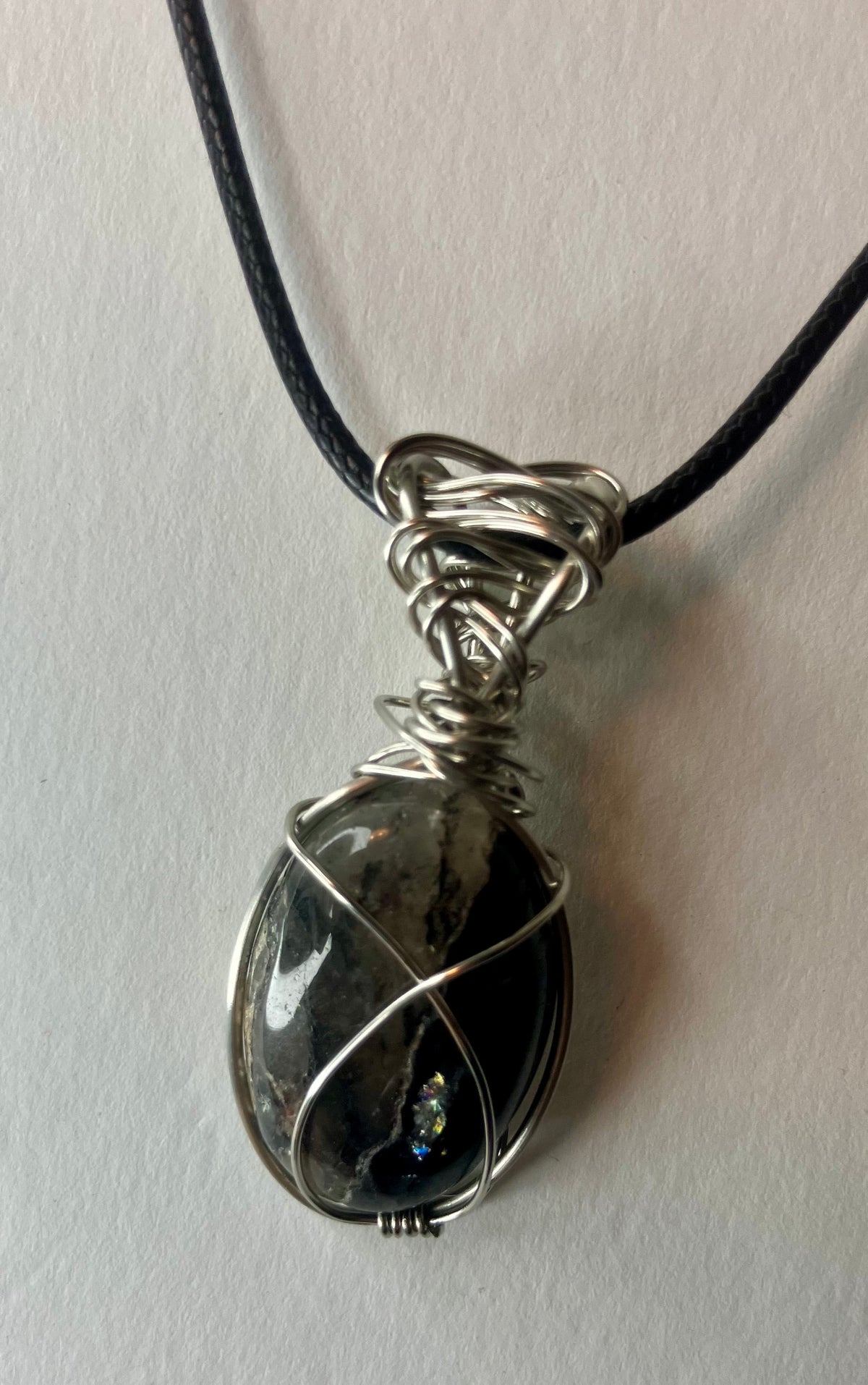 Wire Wrapped Stone and Crystal Necklaces, Stainless Steel