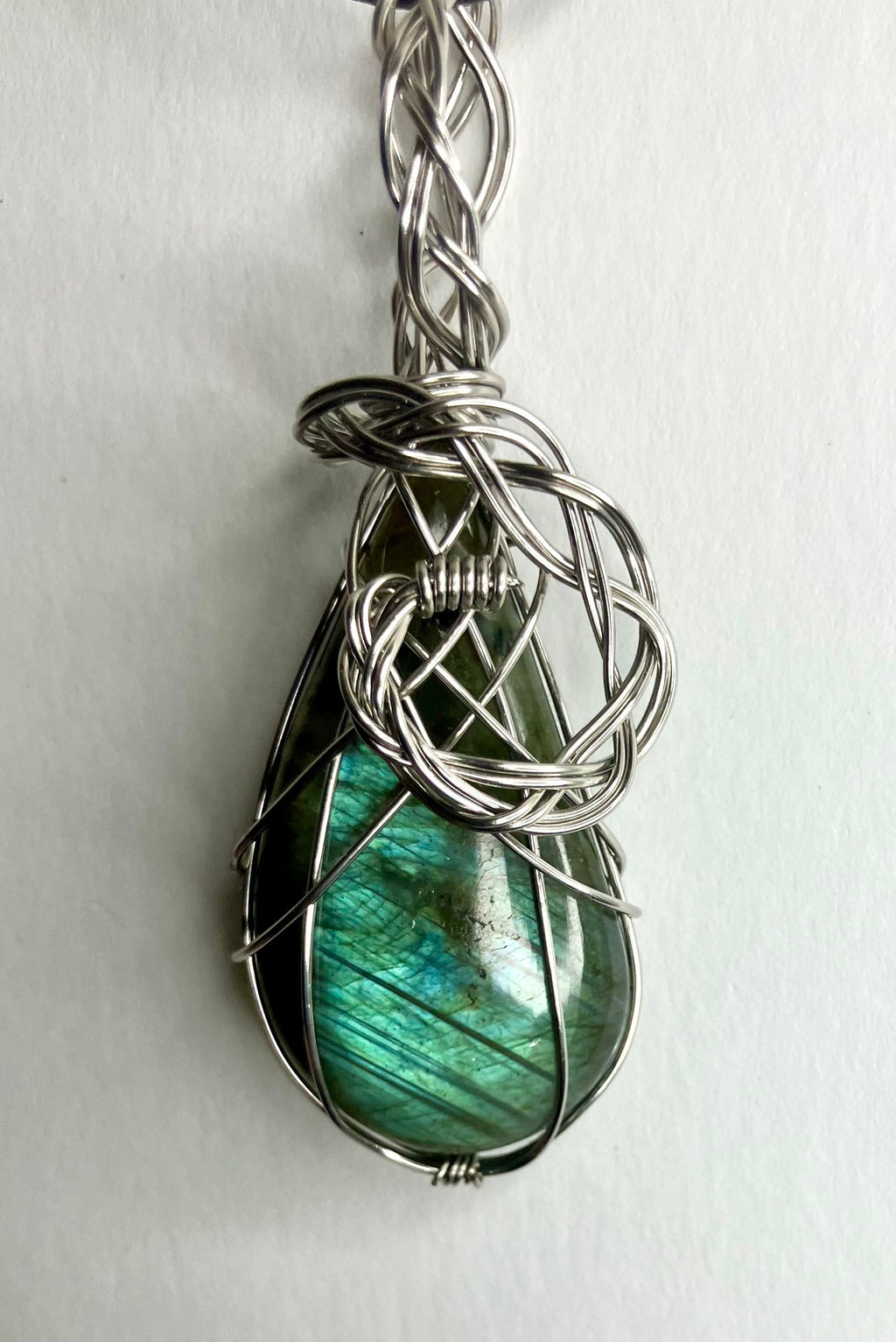 Wire Wrapped Stone and Crystal Necklaces, Stainless Steel