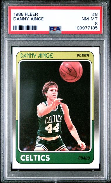 Graded 1988 Fleer Danny Ainge #8 Basketball Card PSA 8 NM-MT
