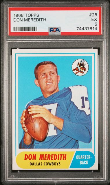 Graded 1968 Topps Don Meredith #25 Football Card PSA 5 Excellent