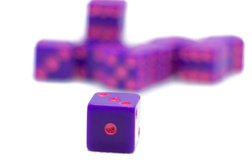 10-Pack Standard Opaque Purple w/Pink 16mm d6 Square Edge Dice