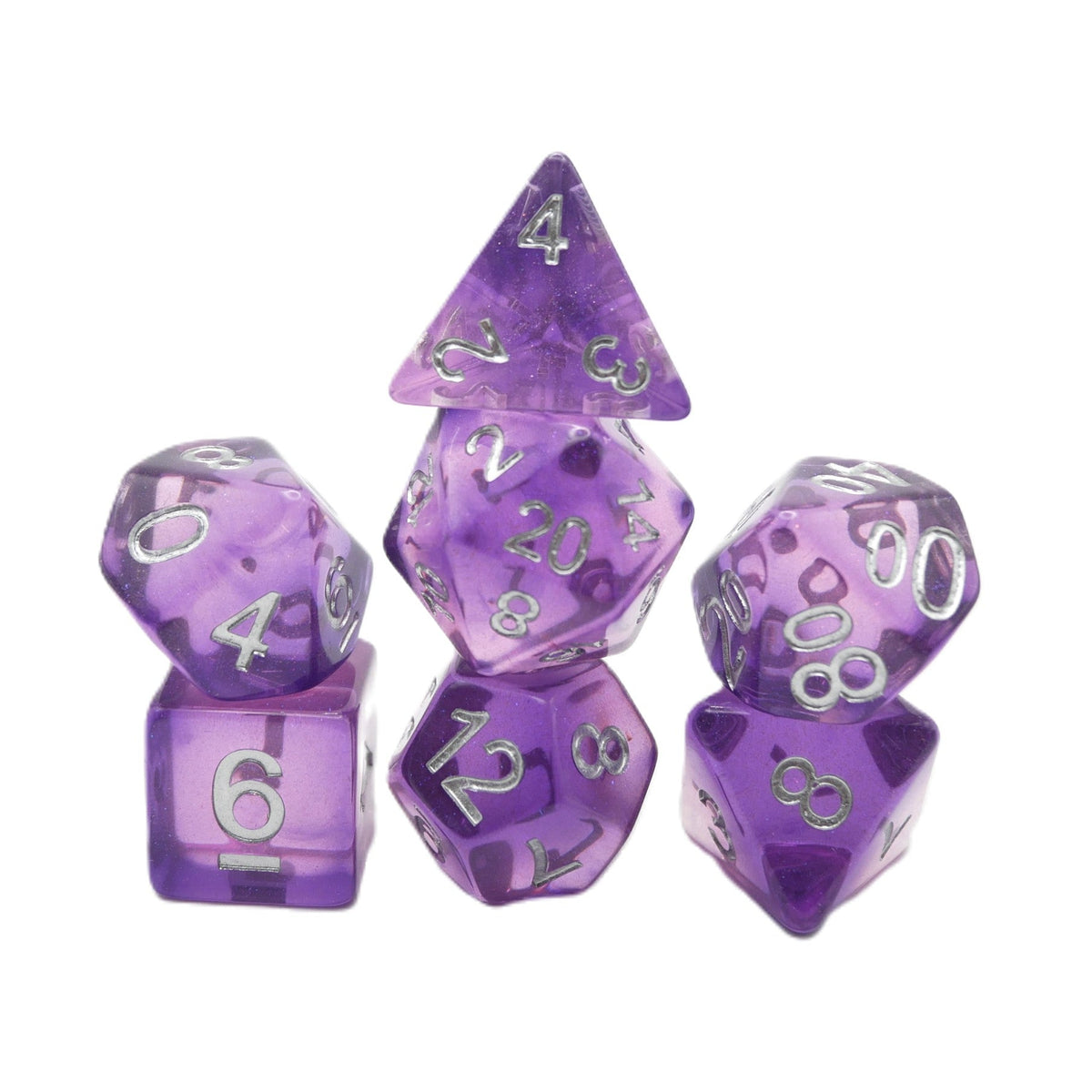 Dancing Lavender - 7 Piece DnD Dice Set | Acrylic RPG Gaming Dice