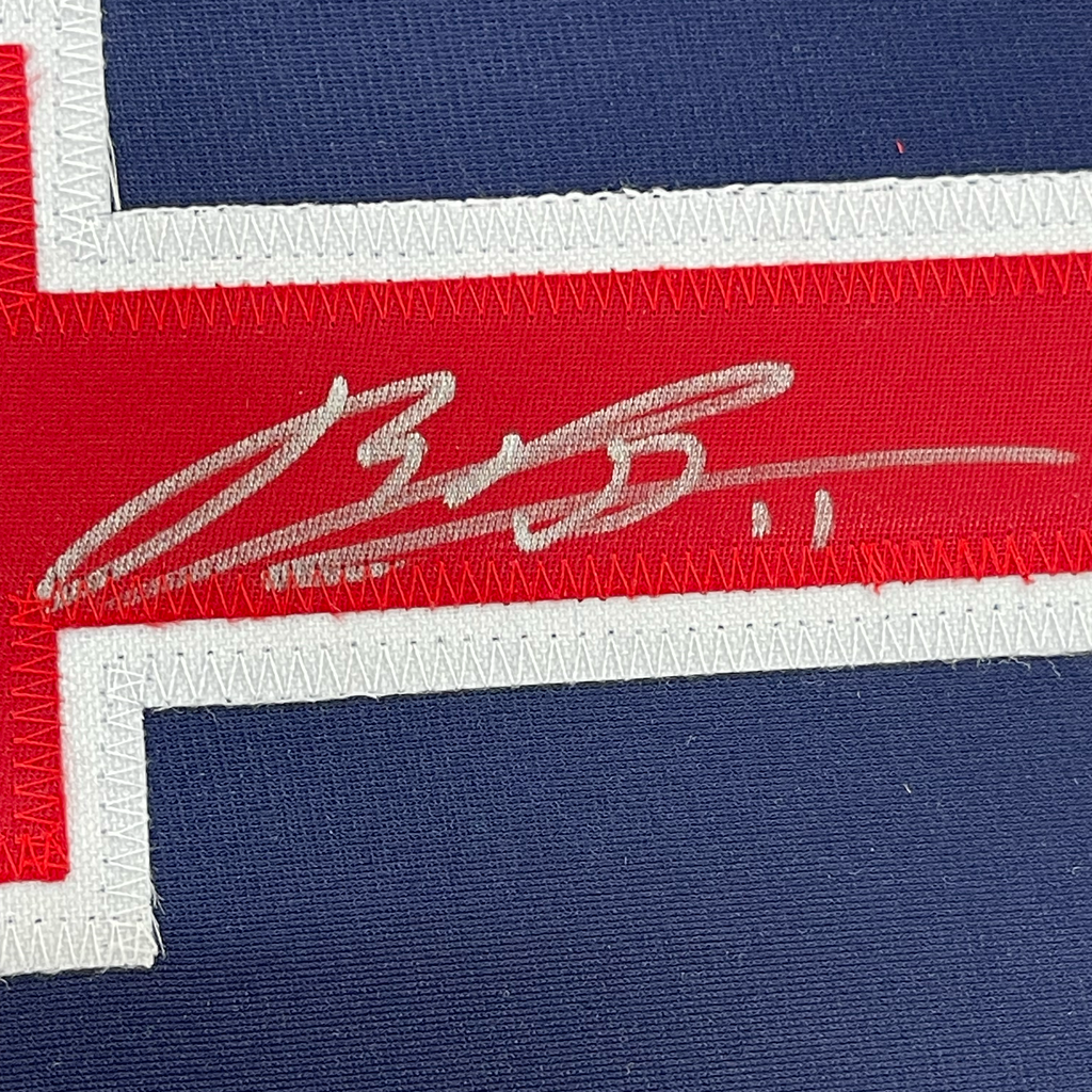 Framed Autographed/Signed Rafael Devers 35x39 Boston Blue Baseball Jersey JSA COA