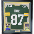 Framed Autographed/Signed Romeo Doubs 35x39 Green Bay Green Football Jersey JSA COA