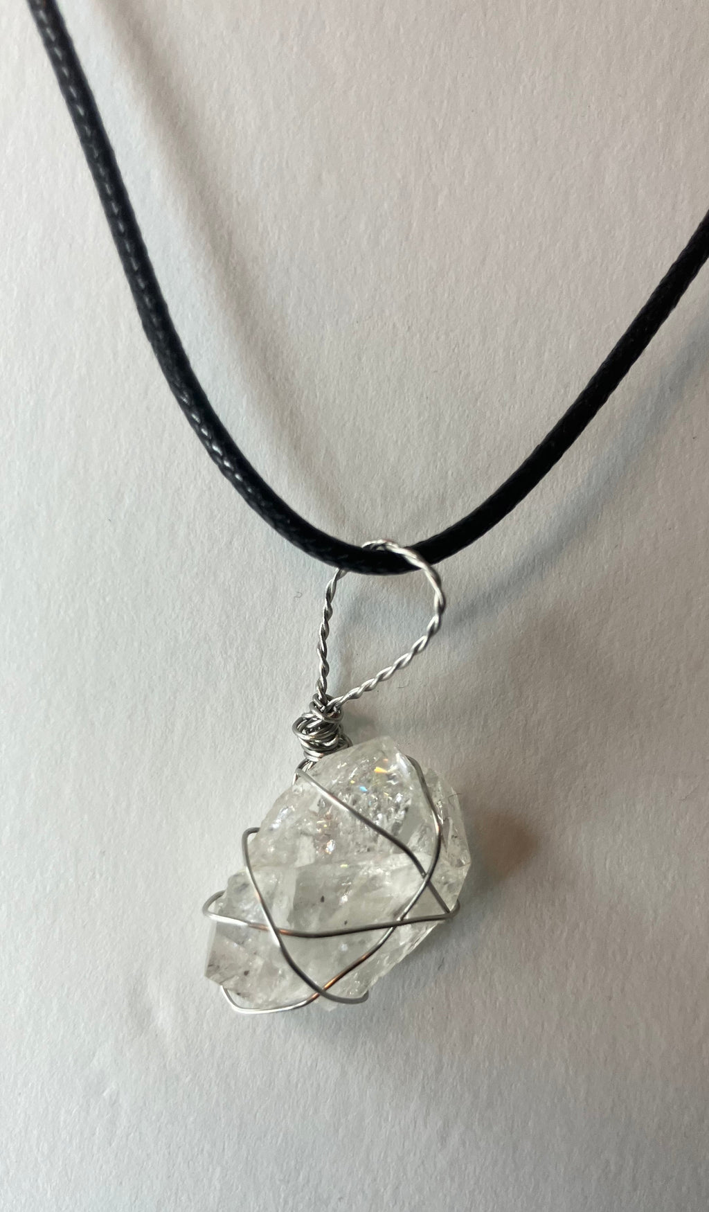 Wire Wrapped Stone and Crystal Necklaces, Stainless Steel