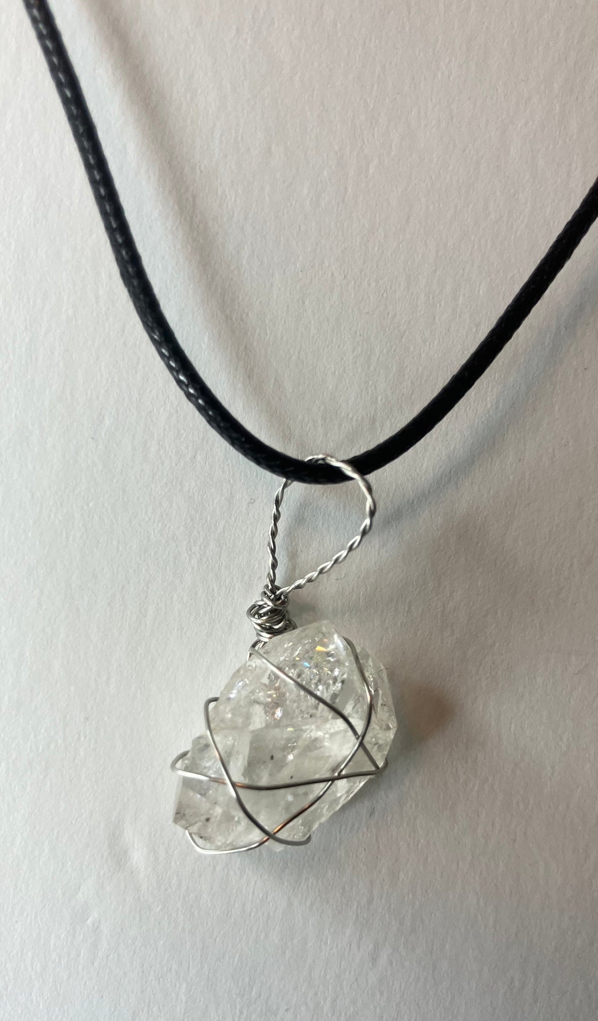 Wire Wrapped Stone and Crystal Necklaces, Stainless Steel