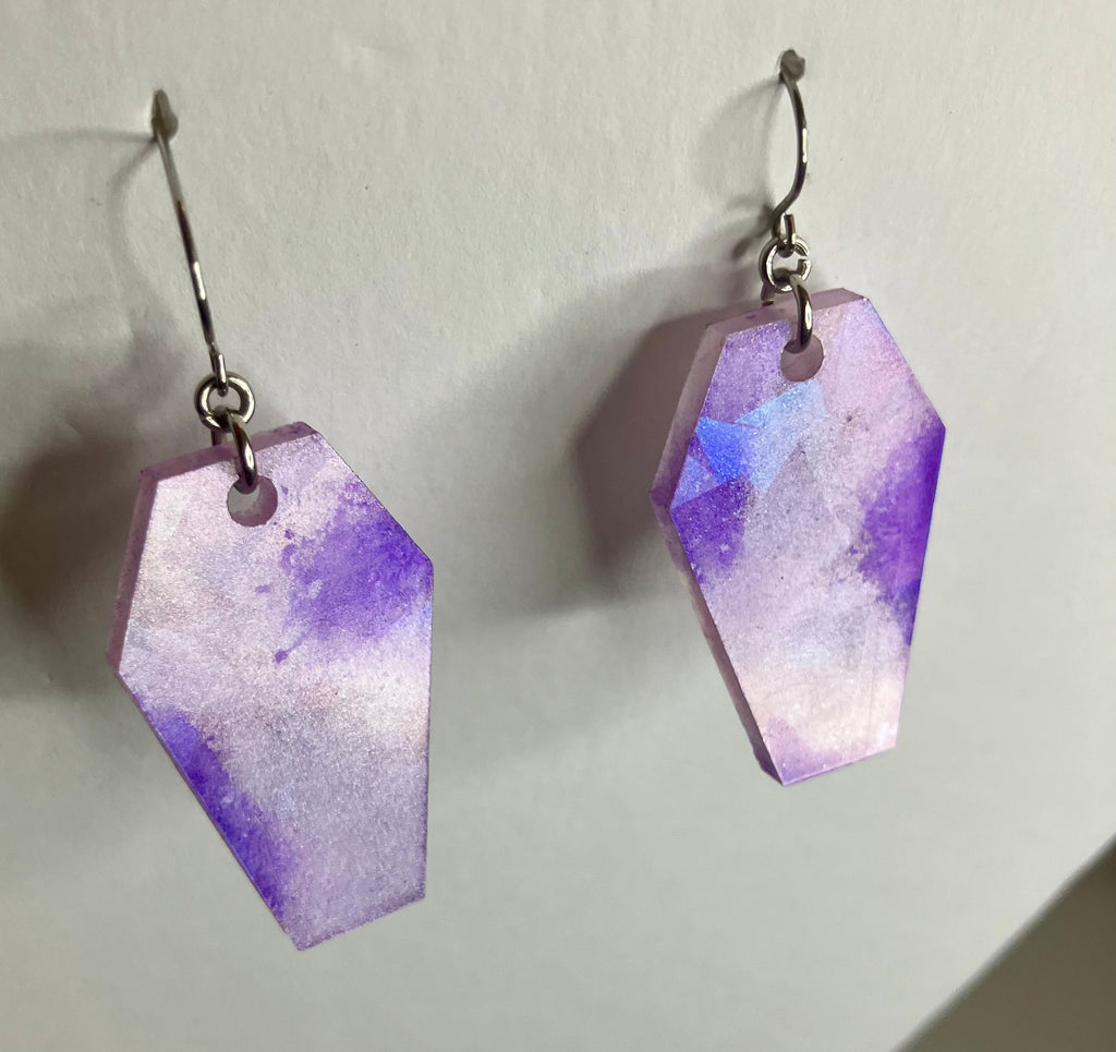 Holographic Coffin Resin Earrings