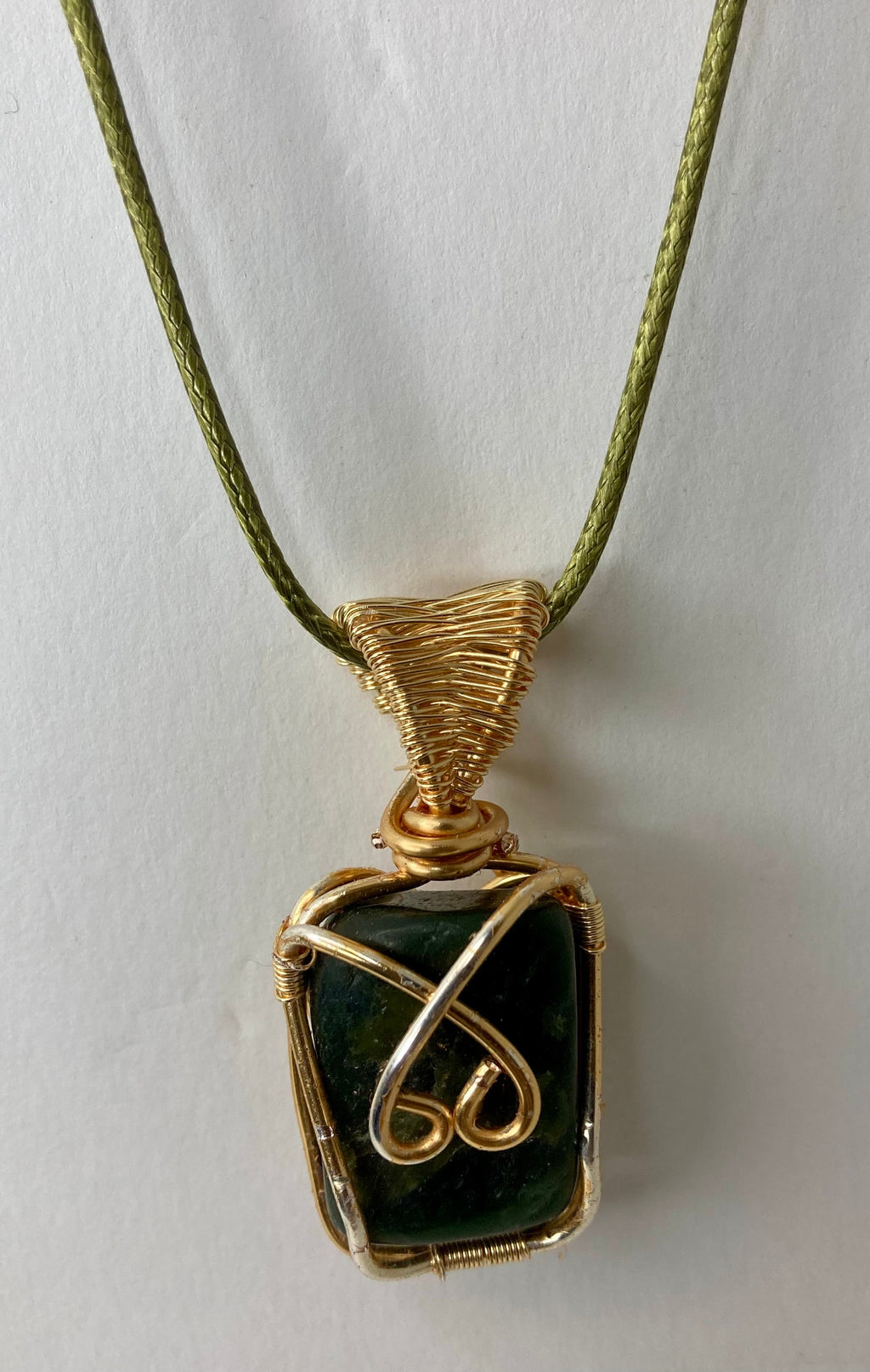 Wire Wrapped Stone Pendants, Silver and Gold Plated Copper Wire