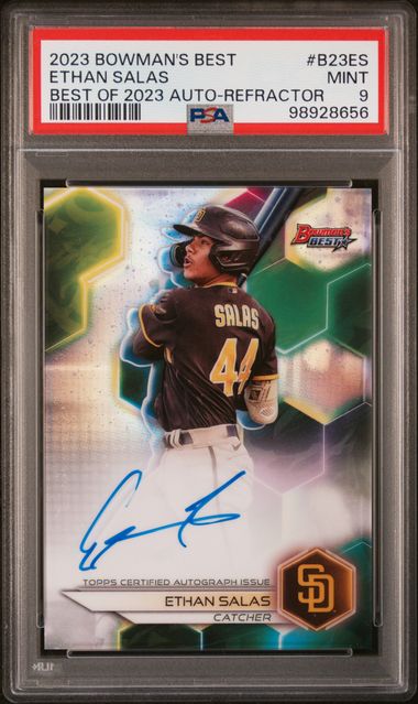 Graded 2023 Bowman's Best Ethan Salas #B23ES Best of 2023 Auto Refractor Rookie RC Baseball Card PSA 9 Mint