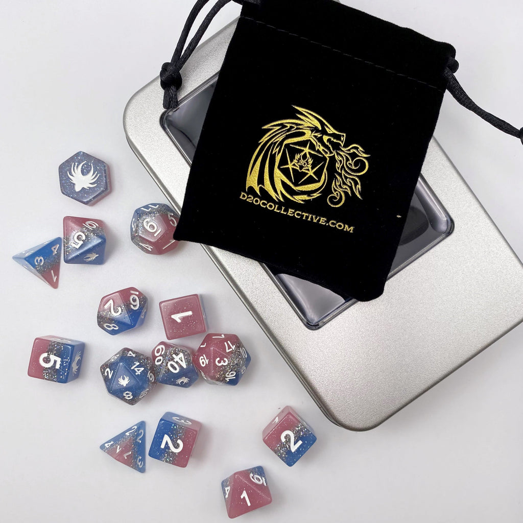 Elemental Glimmer - 14 Piece DnD Dice Set | Acrylic RPG Gaming Dice