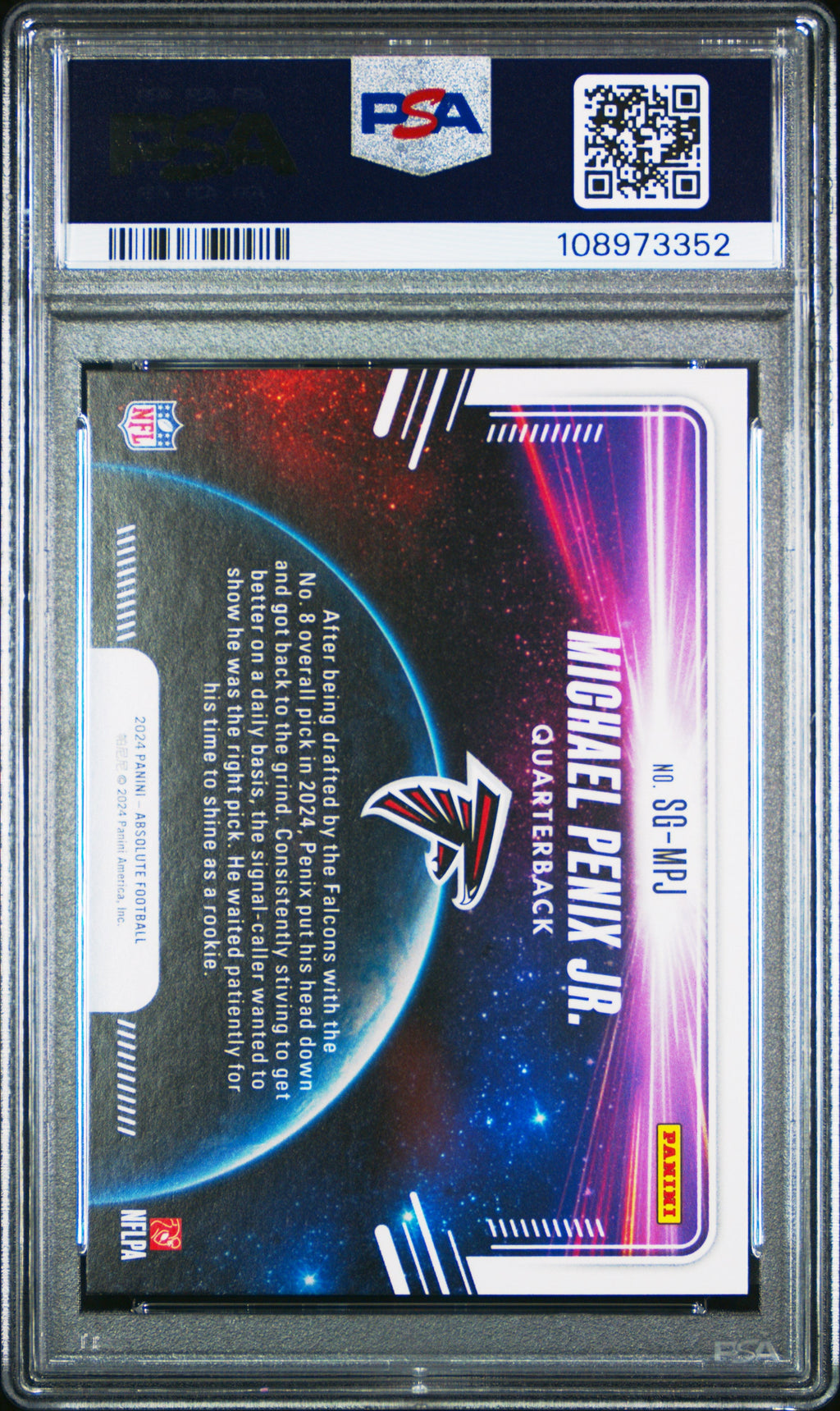 Graded 2024 Panini Absolute Michael Penix Jr #SGMPJ Star Gazing Rookie RC Football Card PSA 10 Gem Mint