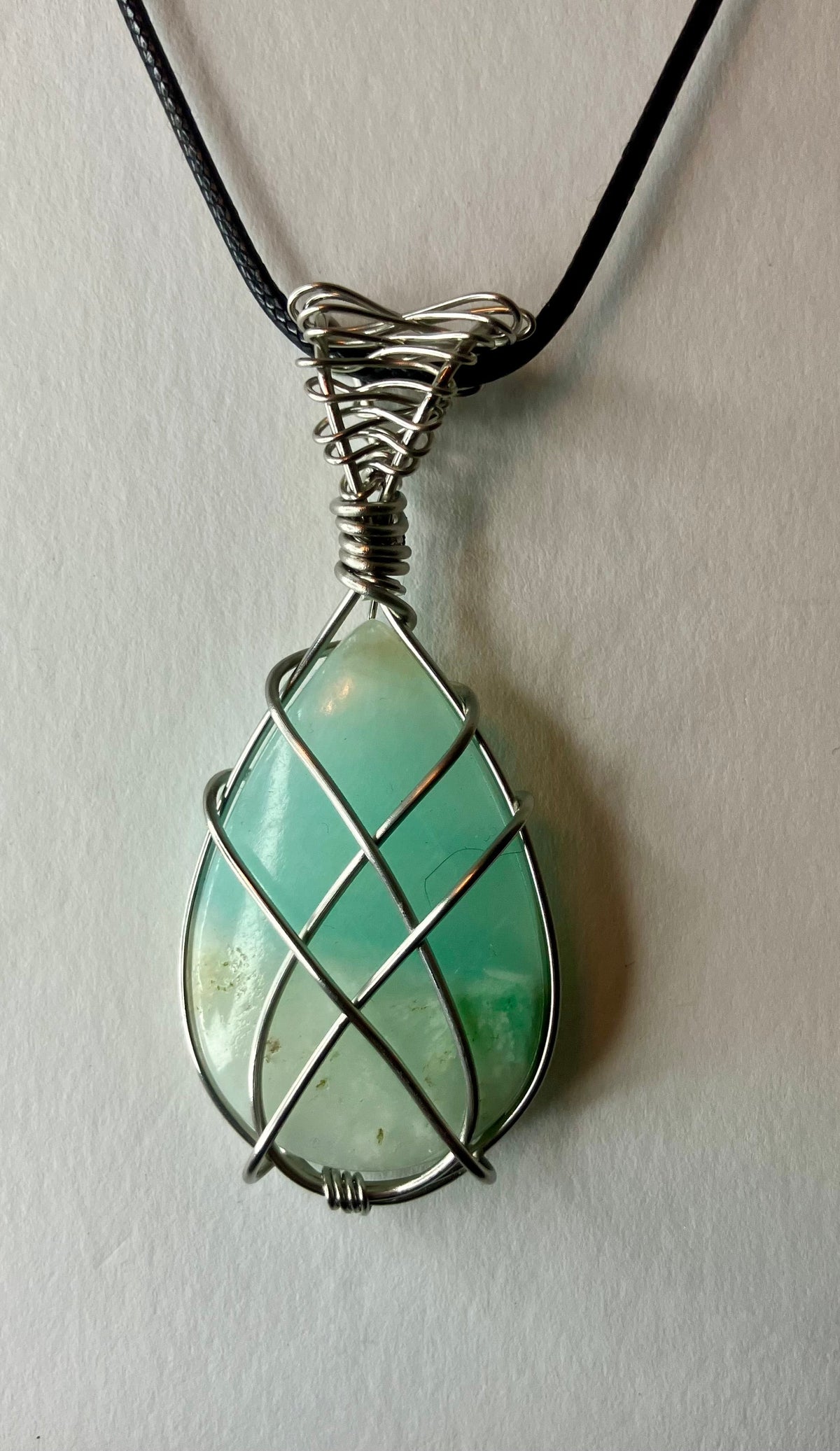 Wire Wrapped Stone and Crystal Necklaces, Stainless Steel