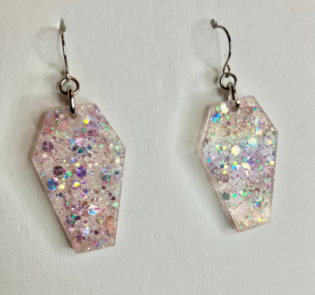 Holographic Coffin Resin Earrings