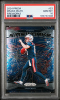 Graded 2024 Panini Prizm Drake Maye #22 Fireworks Rookie RC Football Card PSA 10 Gem Mint