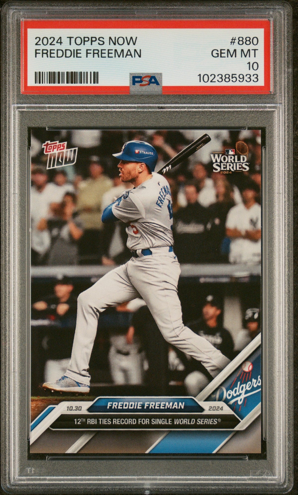 Graded 2024 Topps Now Freddie Freeman #880 Baseball Card PSA 10 Gem Mint