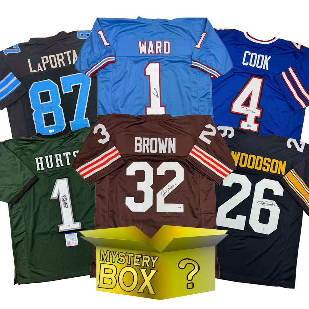 Autographed/Signed Football GOLD Series 4 Jersey Mystery Box with PSA JSA or Beckett COA